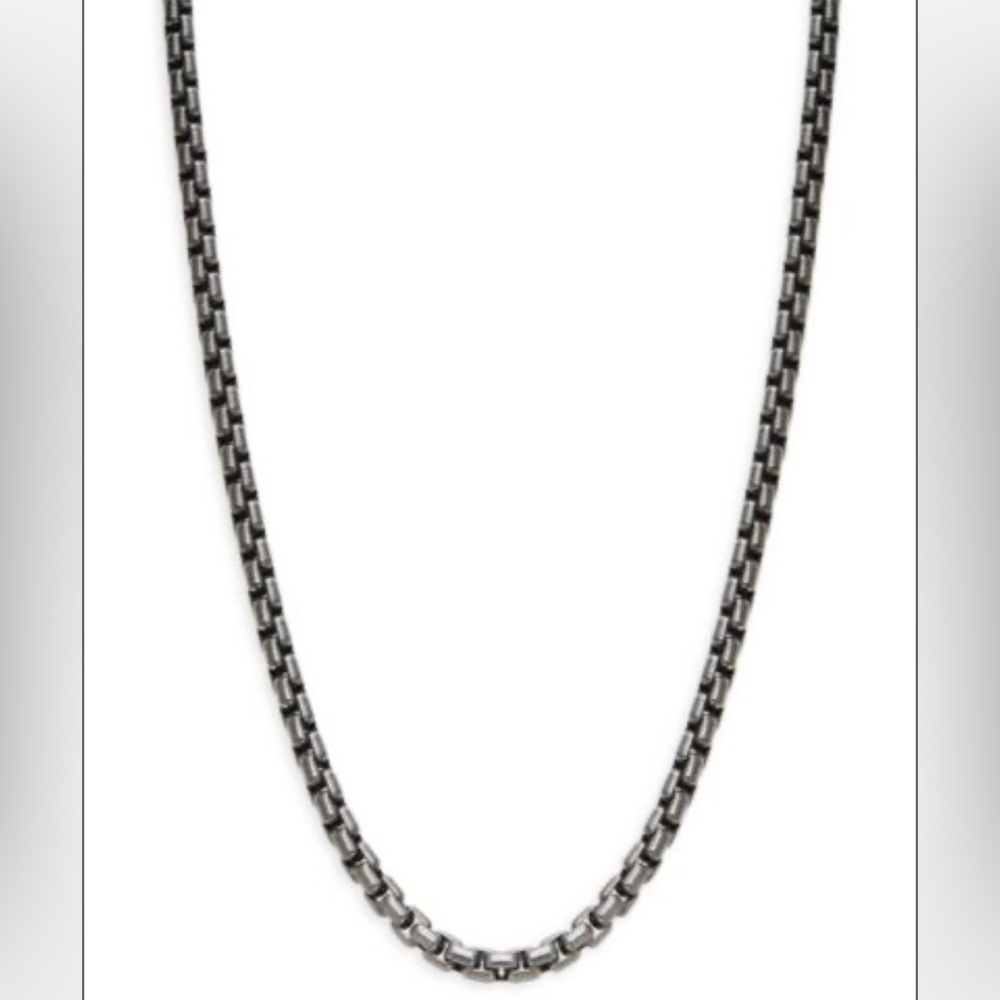 NWT Effy Men’s Sterling Silver Black Rhodium box chain necklace
